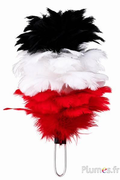 Pennacchio gallina con anello - altezza 20 cm - rosso-bianco-nero